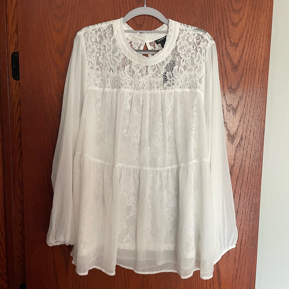 NWT Torrid White Lace Blouse